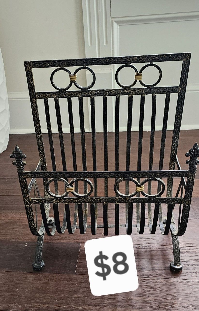 Antique Iron Magazine Holder