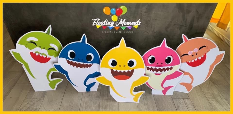 Baby Shark Character Stands, Party Signs, Cutouts, Standees, Party Decorations, Party props, Party decor