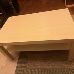 Minimalist Light Wood Coffee Table with Storage Shelf