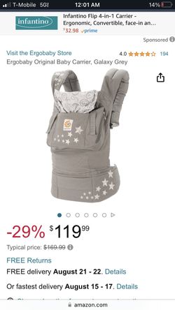 Ergobaby Original Baby Carrier, Galaxy Grey