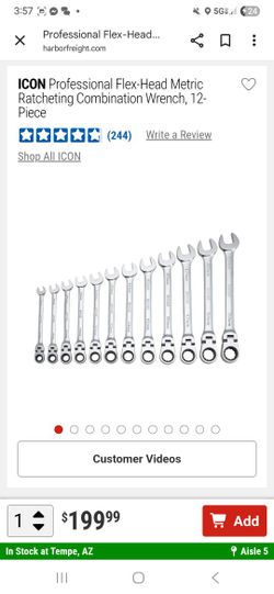 ICON Professional Flex Head Ratcheting Wrench Sets New In Box. 12 Piece Metric And 8 Piece Sae Retail For Both Is $340. Only $180