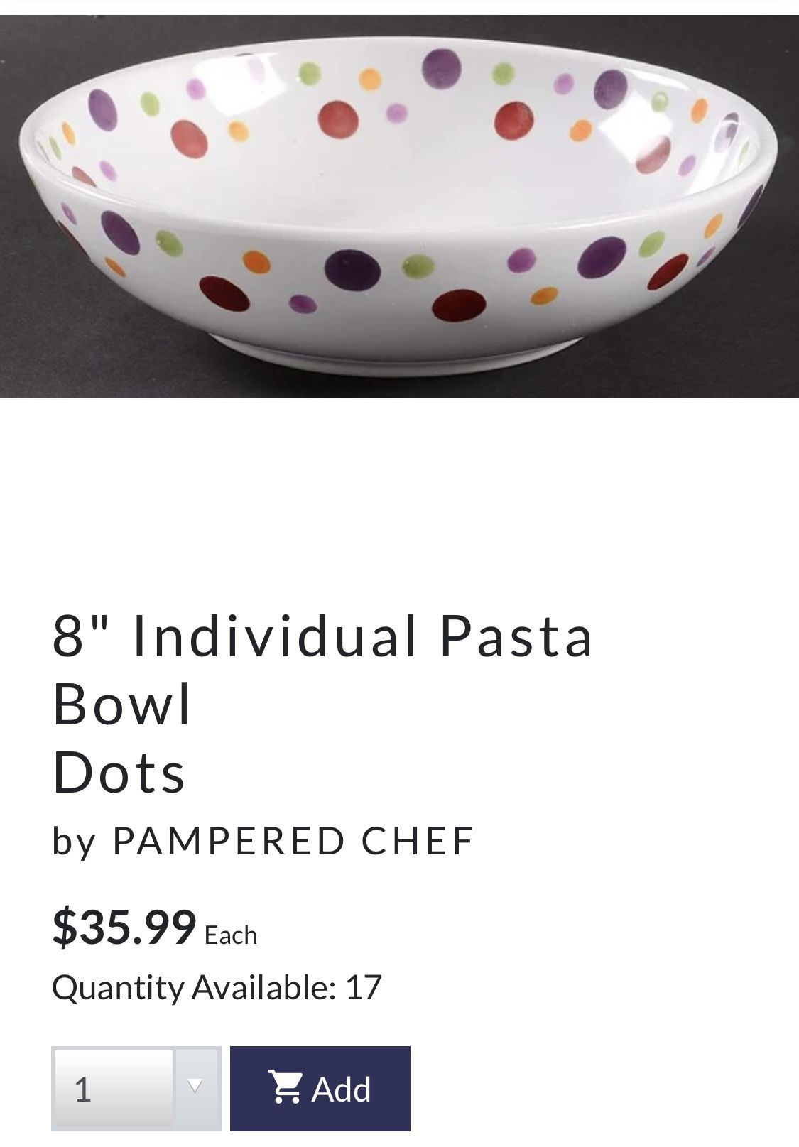 (2) 8” individual pasta bowls Pampered Chef