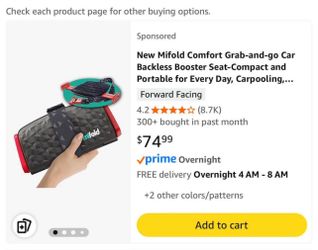 New Mifold Comfort Grab-and-go Car Backless Booster Seat