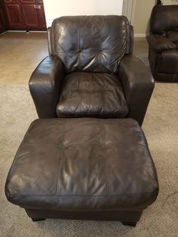Chocolate brown side chair with ottoman. $50 or best offer.
