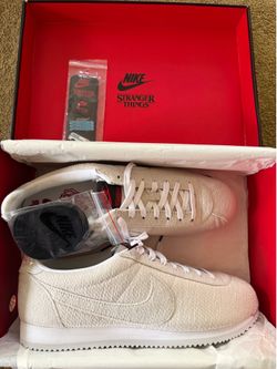 Nike x Stranger Things• Classic Cortez QS Upside Down in Sail, Deep Royal Blue