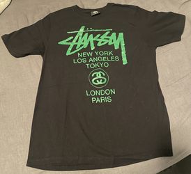 stussy tee (green and black)(medium)