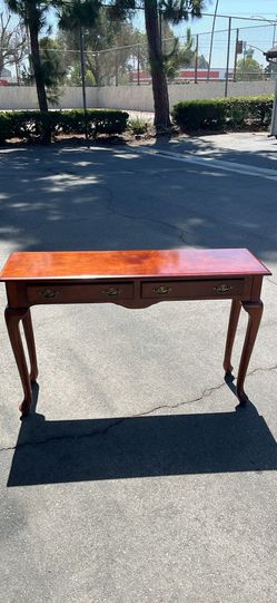 Vintage Bombay Company Queen Anne Mahogany Wood Console Sofa Table 2-Drawer
