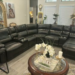 Faux leather sectional sofa