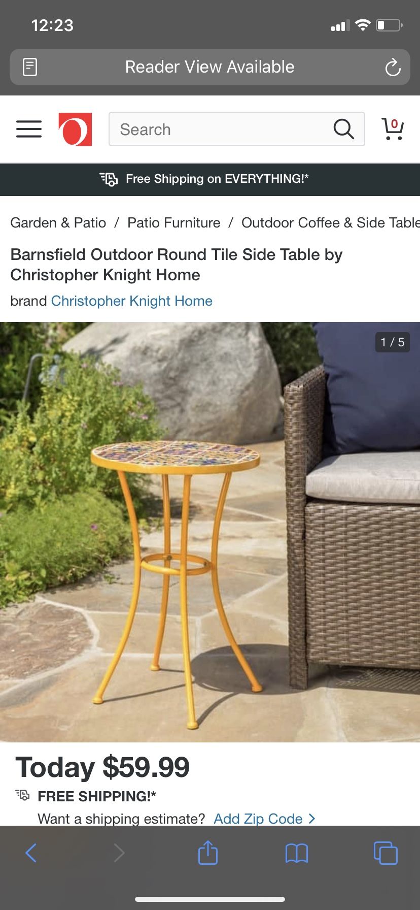 Outdoor tile round side table
