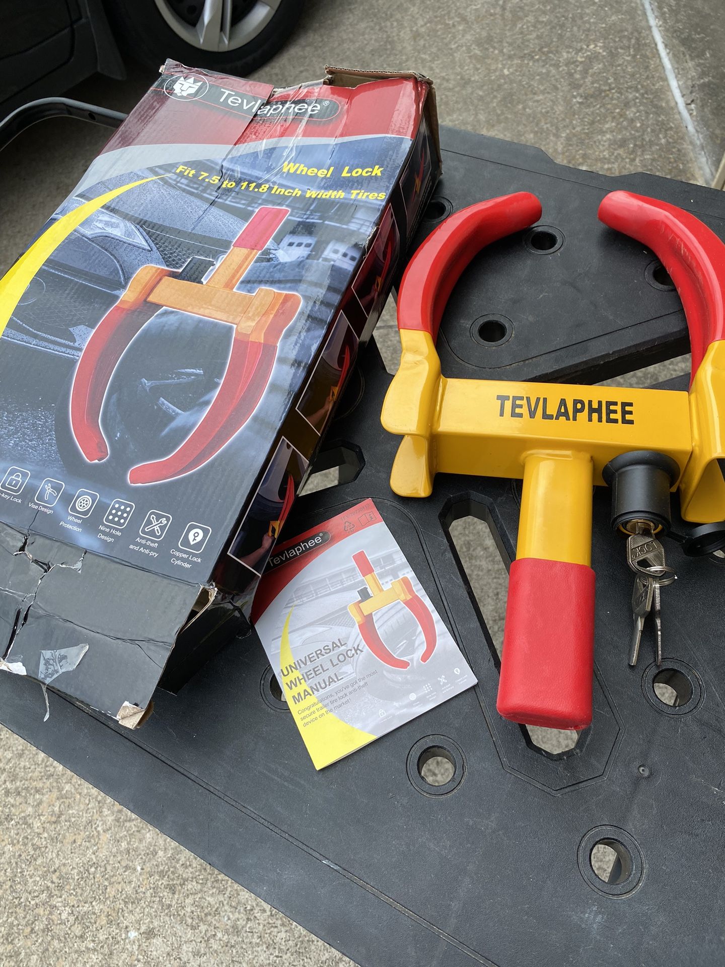 Tevlaphee Universal Wheel Lock Heavy Duty Security Trailer Wheel Lock Anti Theft Wheel Locks for Cars SUV Camper Motorcycle Trailer Great Deterrent Br