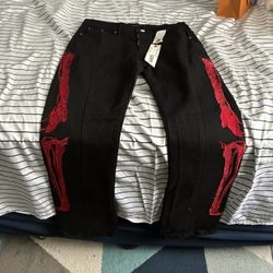 Pruple Jeans Size 34 Red And Black 