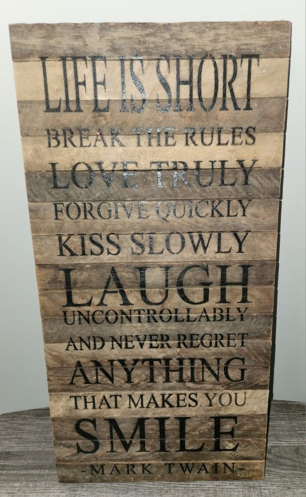 Life is Short Break the Rules Reclaimed Wood Wall Decor 12"x24"