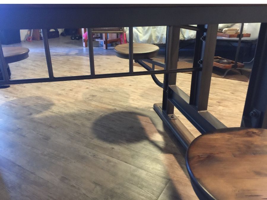 Beautiful Solid Wood and Steel Galvin Cafeteria Table for Sale in