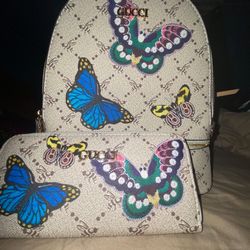 Butterfly Backpack With Matching Hand Wallet