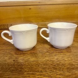 Vintage Japan Federalist Ironstone White Coffee Mugs/tea Cups 8oz. 4238 Set Of 2