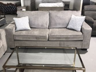 Silver gray sofa and loveseat