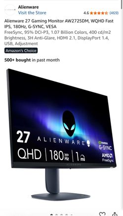 Alienware 27 Gaming Monitor AW2725DM 1440p 180hz