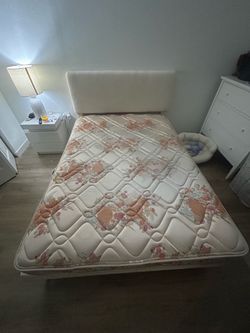 Full/Queen Bed Frame with Upholstered Headboard