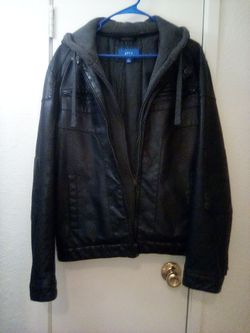 APT 9 BLK LEATHER REMOVABLE GRAY HOODIE
