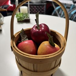 Basket With Faux Fruit