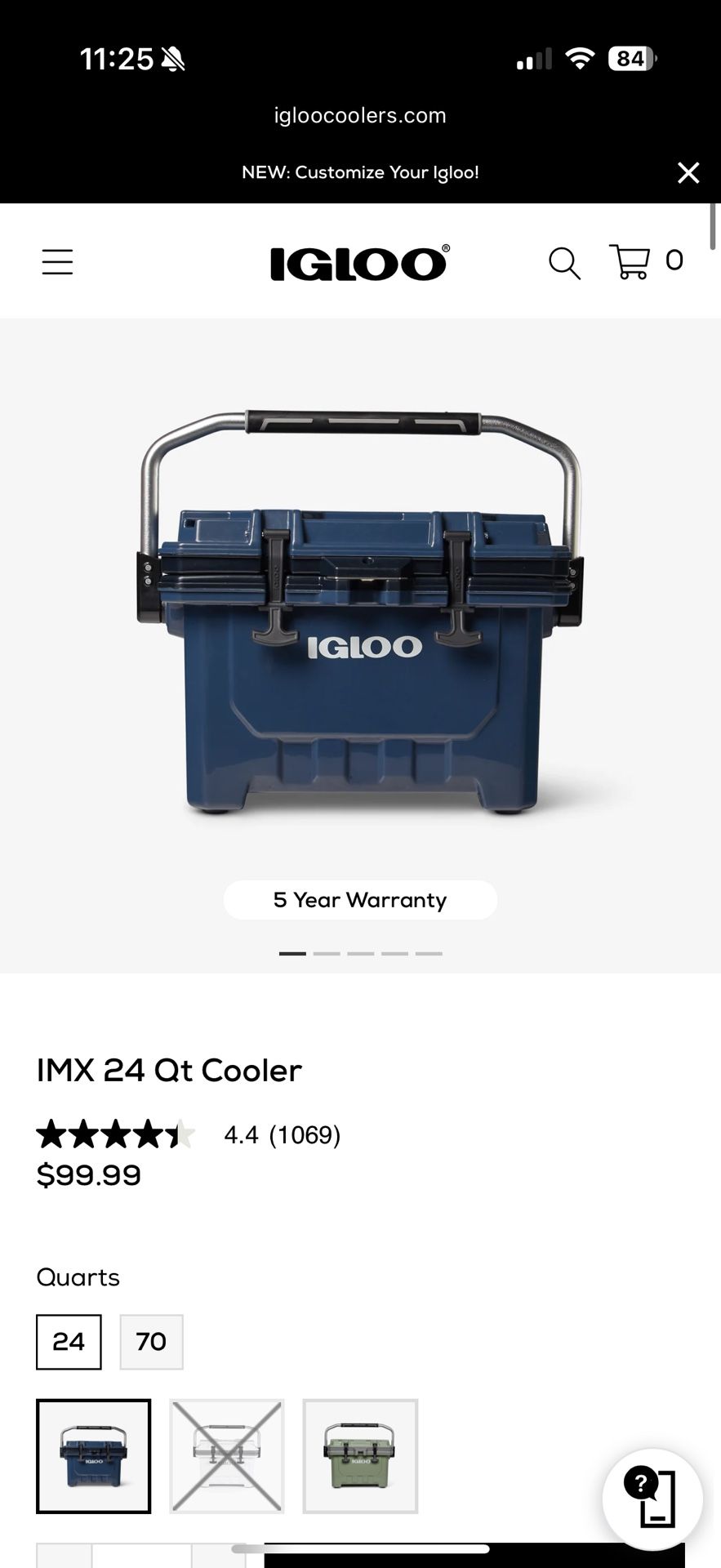 Igloo IMX cooler 24 QT NEW ( FROM COSTCO)