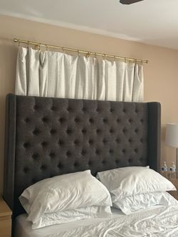 Queen upholstered  head  board side rails and  foot board great condition like new $150