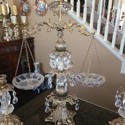 Vintage  Scale And Candleholder  Set