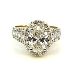 Woman’s Ladies 14k Yellow Gold Lab Grown Oval Brilliant Cut Diamond Engagement Ring 3.02 CTW Size 7 GP3128074