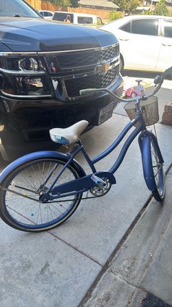 Blue Cruiser Bike with Front Basket