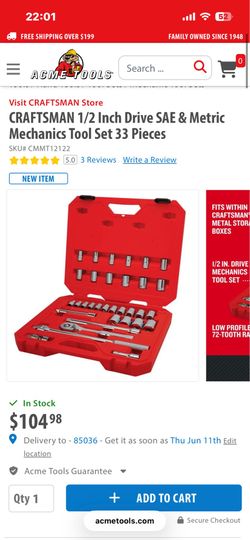 Craftsman Ratchet set - no missing pieces