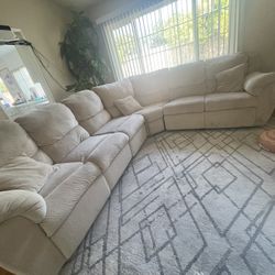 Beige Sectional Couch with Power Recliners