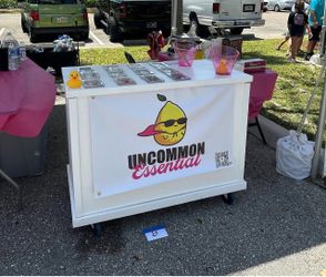White Vendor Display Cart on Wheels