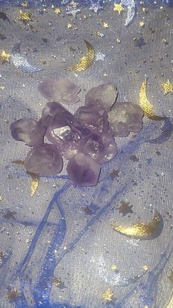 Raw Amethyst Crystal Collection + Celestial Mesh Pouch