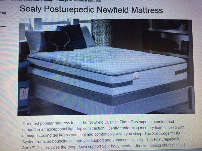 Sealy posturepedic newfield cushion firm queen matress for Sale in