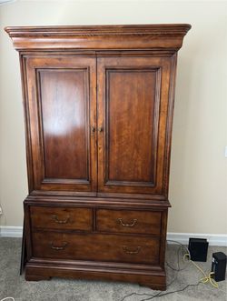 Large Wooden Armoire with Drawers