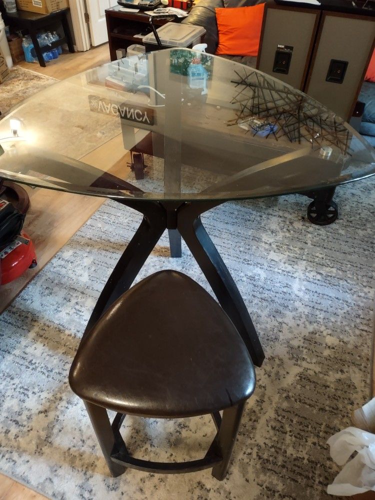 Glass Bar Height Table And Stool