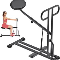 Squat Machine - Home Gym Workout Equipment for Total-Body Fitness - Low Impact Glute Leg Cardio Trainer w/Ergonomic Multi-Grip Handle, 7 Position Seat
