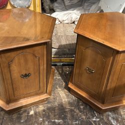 2 Rare vintage Hexagonal Accent Storage End&side Table Solid Cherry Traditional Style L23”*H22”(address in description)