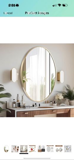 Oval Wall Mirror, 22"x30" Gold Oval Vanity Mirror, Bathroom Mirror of Metal Frame, Home Decorative W