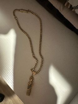 Gold- Cuban Link Chain Necklace with Figure Pendant
