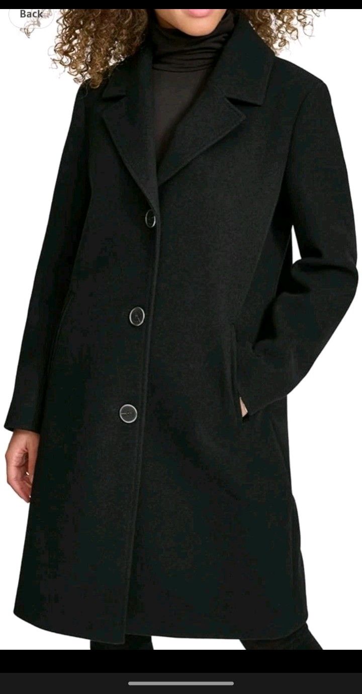 Kenneth Cole Women's Notch Collar Fly Front Single Breasted Topcoat - Size: XS
