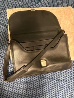 Vintage Black Leather Business Briefcase / Laptop Bag