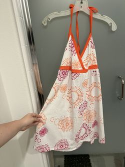 New Orange Halter Retro Pattern Dress
