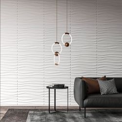 Art3d 3D Wall Panels 12 Pack White PVC Wave Design 19.7" x 19.7" 32 Sq Ft