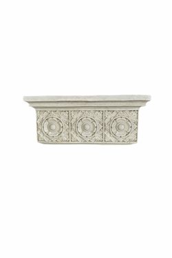 Architectural Floating Mantel Corbel Shelf In Shabby Chic Off White Aged Finish And Floral Design by “Hermitage”.