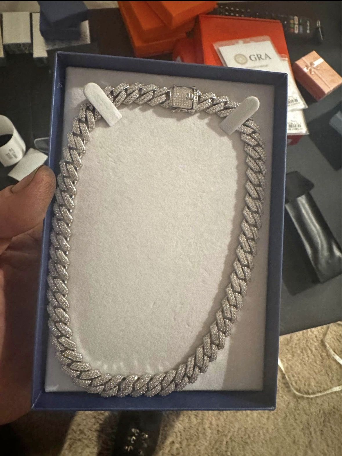 18” solid 925 Cuban with VVS crystals