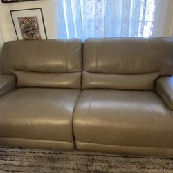 Faux Leather Electric Reclining Couch, Gray