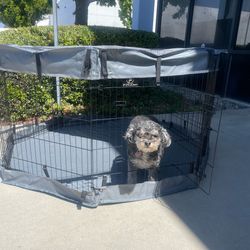 30” Tall Dog Playpen With Cover Dog Run, Dog Cage 8 Panels Fence with Door