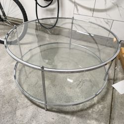 USED 2 Tier Round Glass Coffee Table Chrome