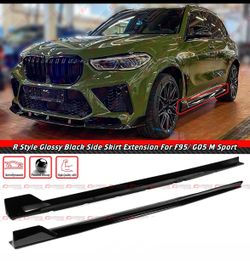 19-25 BMW X5 M Sport R Style Gloss Black Side Skirt Extensions